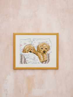 Puppies in basket R5677 43x34cm