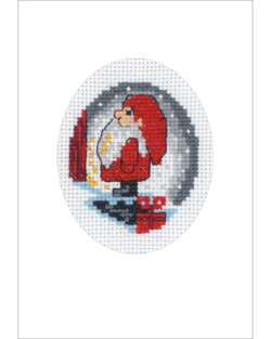 Nisse på trappe julekort 9x13