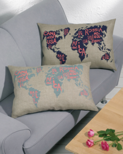 Verdenskort gråblå   68x46cm