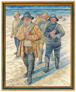 Fiskere i aftensol   40x50cm