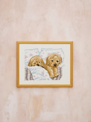 Puppies in basket R5677 43x34cm