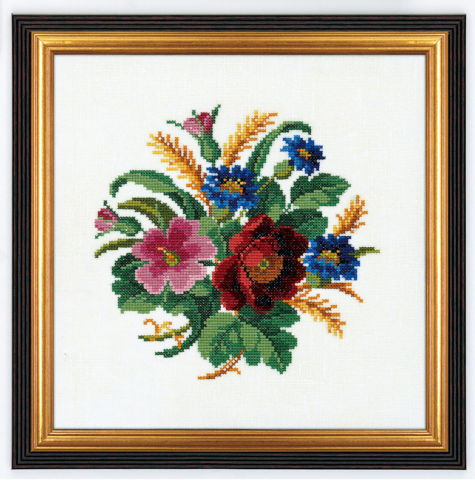 Kornblomst og valmue 25x25cm