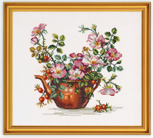 Kobberkande med roser 40x50cm