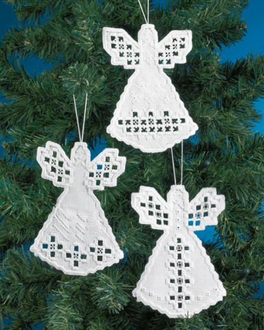 Hardanger engle   3pak 10x15cm