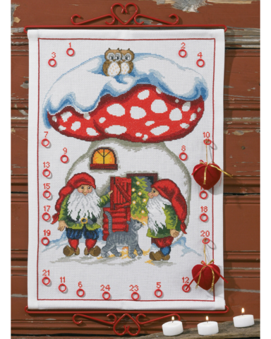 2 Zwerge mit Katze 5125/38 38x53cm